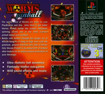 Worms Pinball (EU) box cover back
